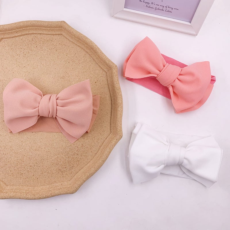 KIDOCHEESE Baby Girl Nylon Hairband with Bows, 5 Count (Pack of 1), for Infant, Extra Stretchy, Handmade - Image 4